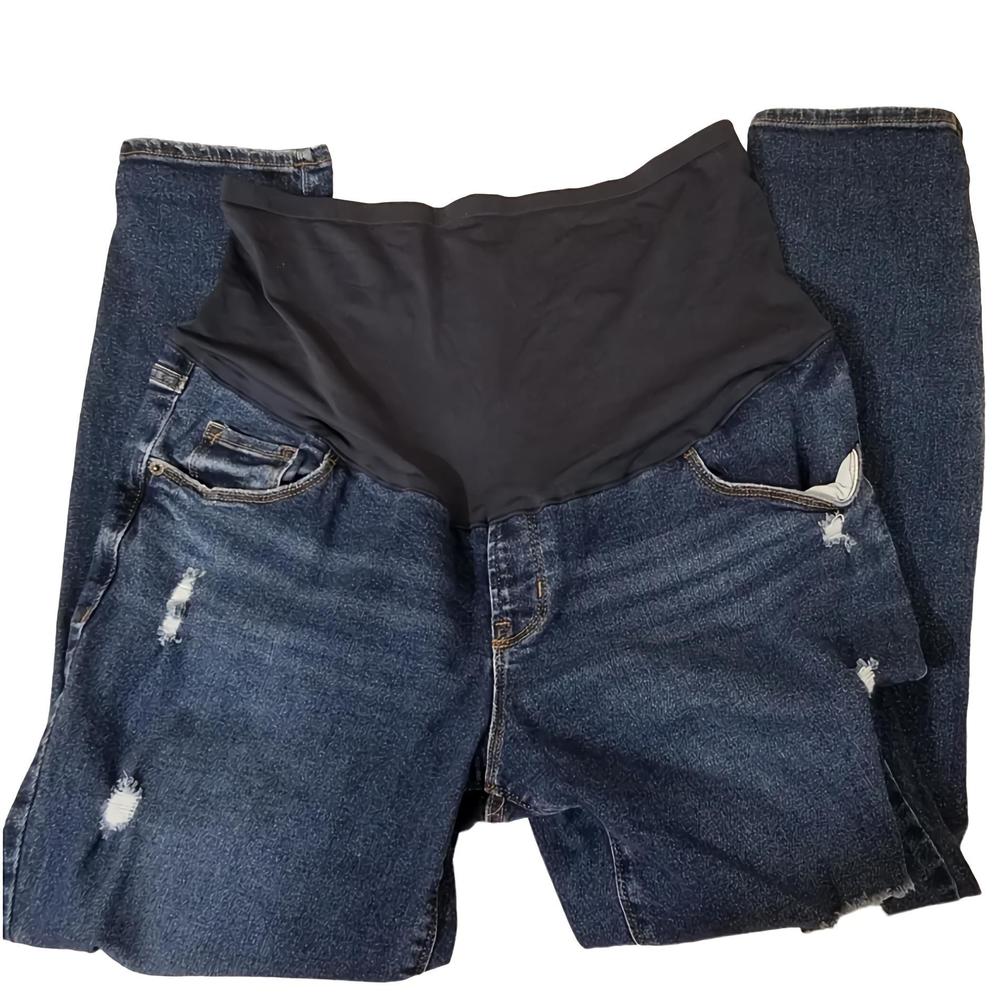 Rockstar Old Navy super skinny Distressed Maternity Size 16 Full Panel Jeans
